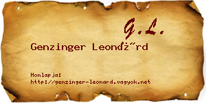 Genzinger Leonárd névjegykártya